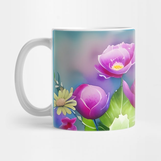 A good fortune matra with watercolor flowers by Dok's Mug Store